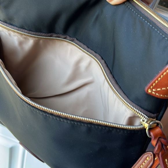 Dooney & Bourke Nylon Crossbody Purse Black with Tan Leather Trim Accents - Picture 11 of 15